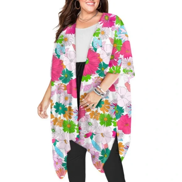 NWOT Floral Print Kimono - Picture 3 of 3